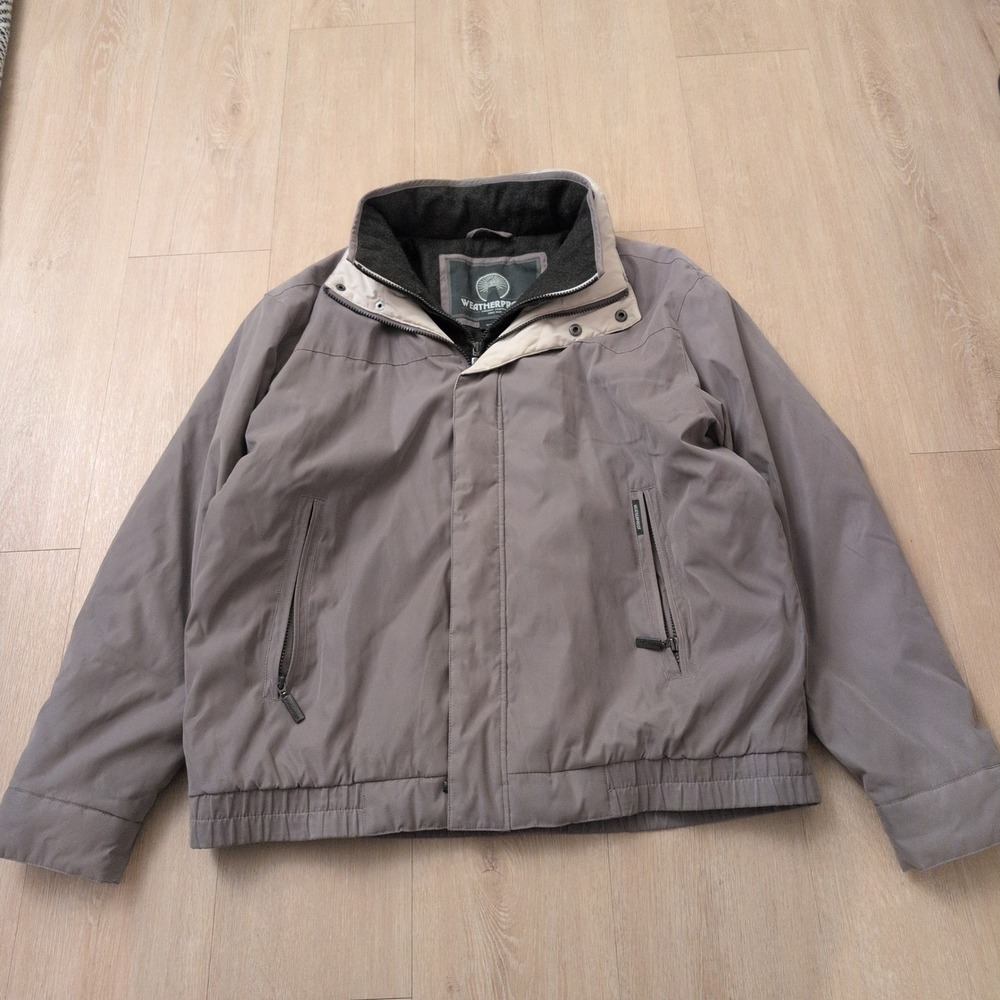 Weatherproof Men Large Gray Fleece Lined Bomber Jacket Full Zip Harrington